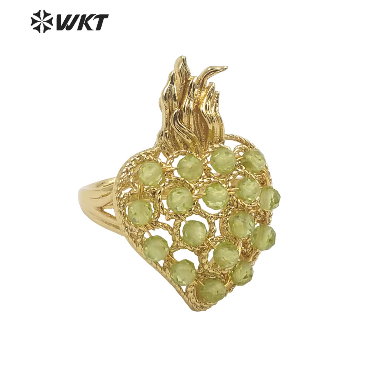 WT-R454 WKT New Design 18k Gold Plated Handmade Gemstone Fire Torch Ring Natural Precious Birthday Stone Ring