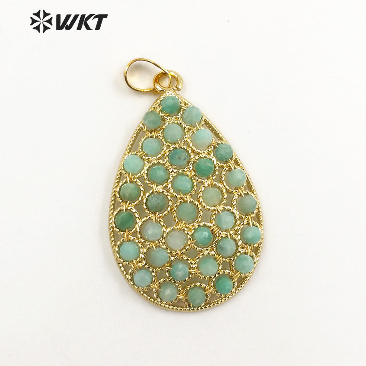 WT-P1927 Fashion Design Trendy New Precious Drop Shaped Colorful Stone Oval Amazonite Amethyst Gemstone Pendants