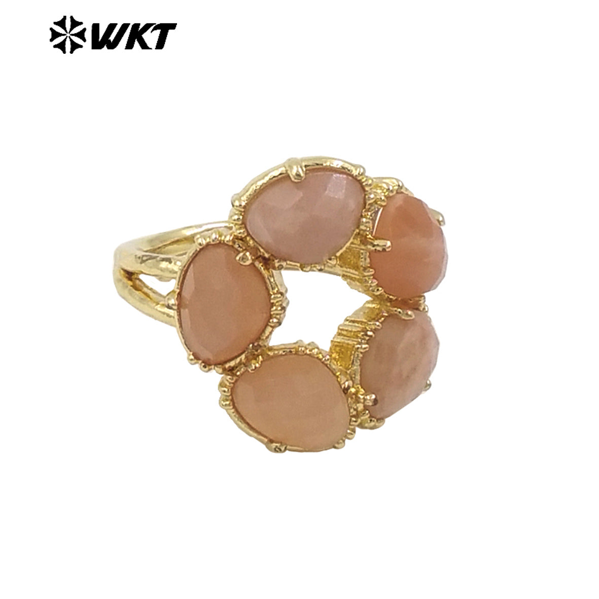 WT-R528 Wholesale New Colorful Gemstone Made Assemble Flower Stone Women Ring With Claw Setting for Anniversary