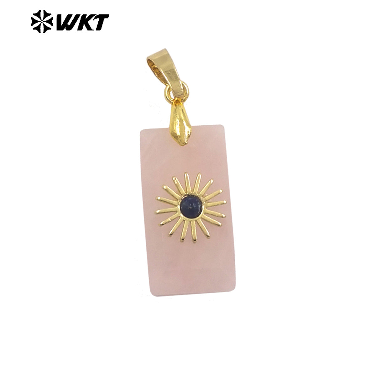 WT-P2011 Fashion Popular Natural Gemstones Gold Plated Set In Little Rectangle Stone Pendant For Necklace Handmade Charms