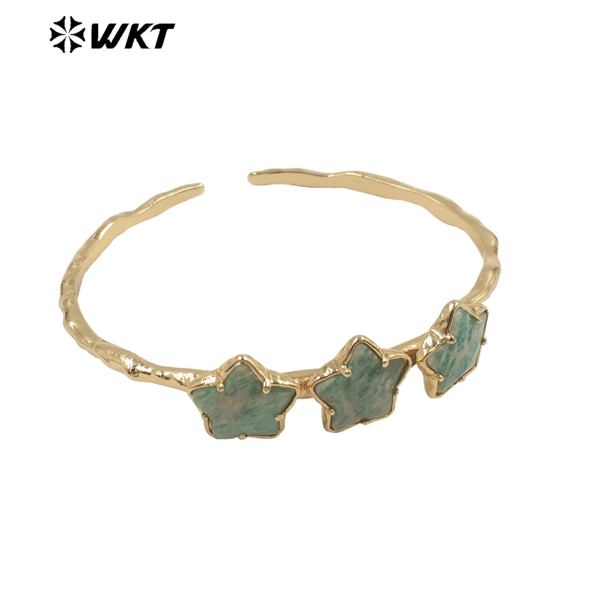 WT-B636 WKT Lovely Trendy Gift for Women Star C Shaped Lucky Bracelets C Shaped Natural Colorful Gemstone Opening Bracelets