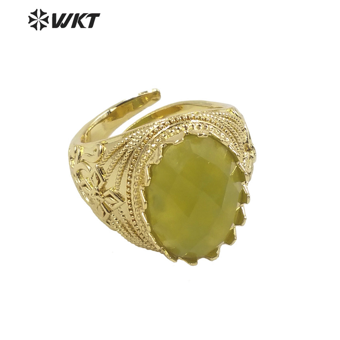 WT-R456 Wholesale Newest Spring Design 18k Gold Plated Oval Natural Stone Ring Gold Bezel Setting Europe Popular Jewelry Ring