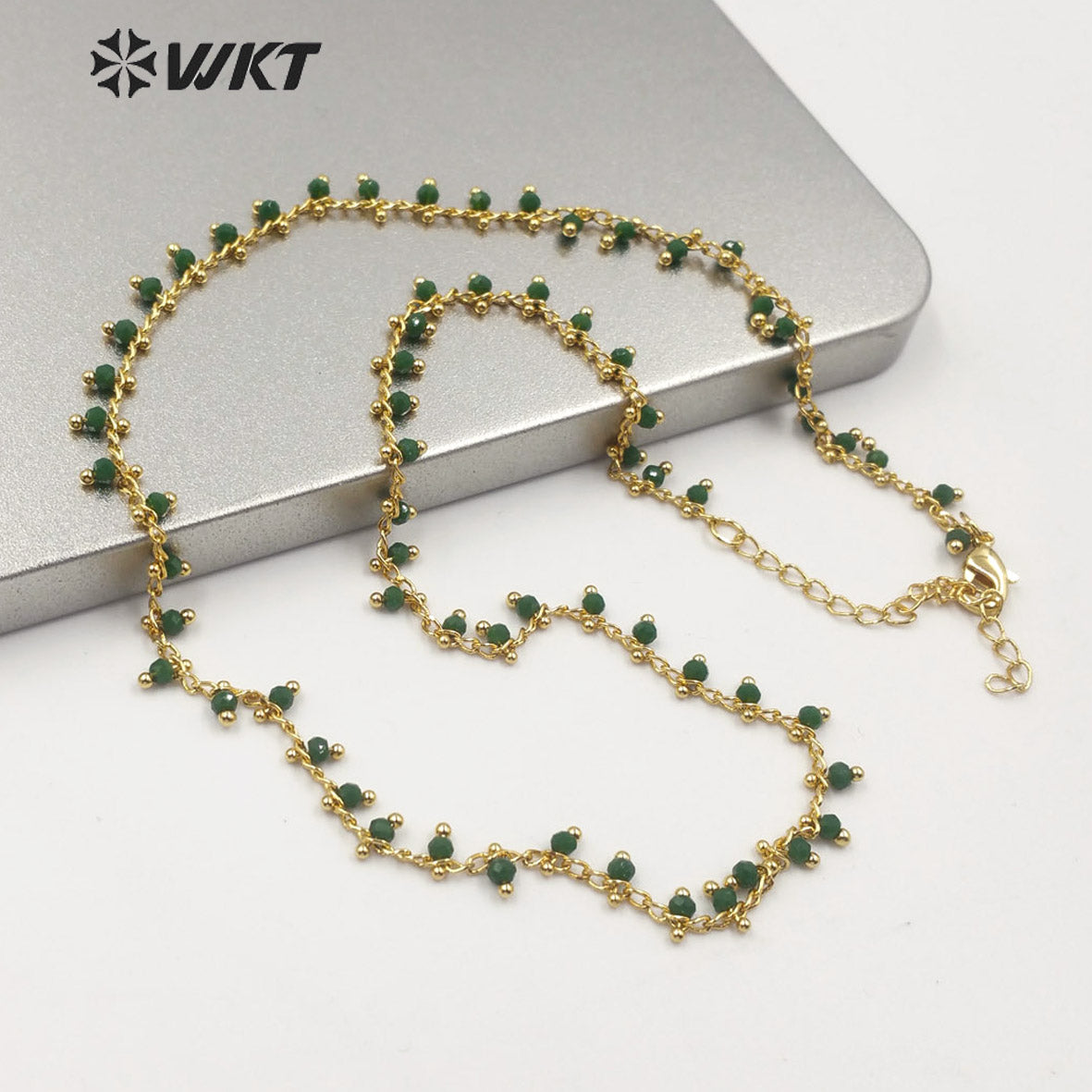 WT-N1202 Hot Sales Crystal Beads Chain Fashion Jewelry Rosary Beads Chain 3mm New Arrival Crystal Beads Necklace