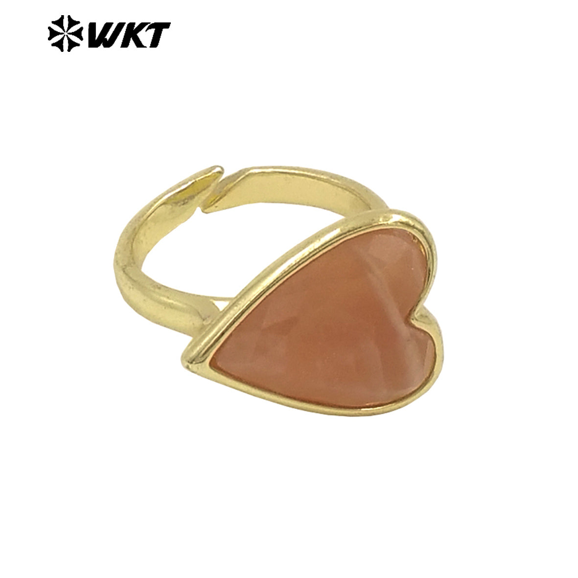 WT-R559 New Romantic 18K Gold Plated Heart Shape Natural Gemstone Adjustable Couple Ring for Girlfriend As Valentine's Day Gift