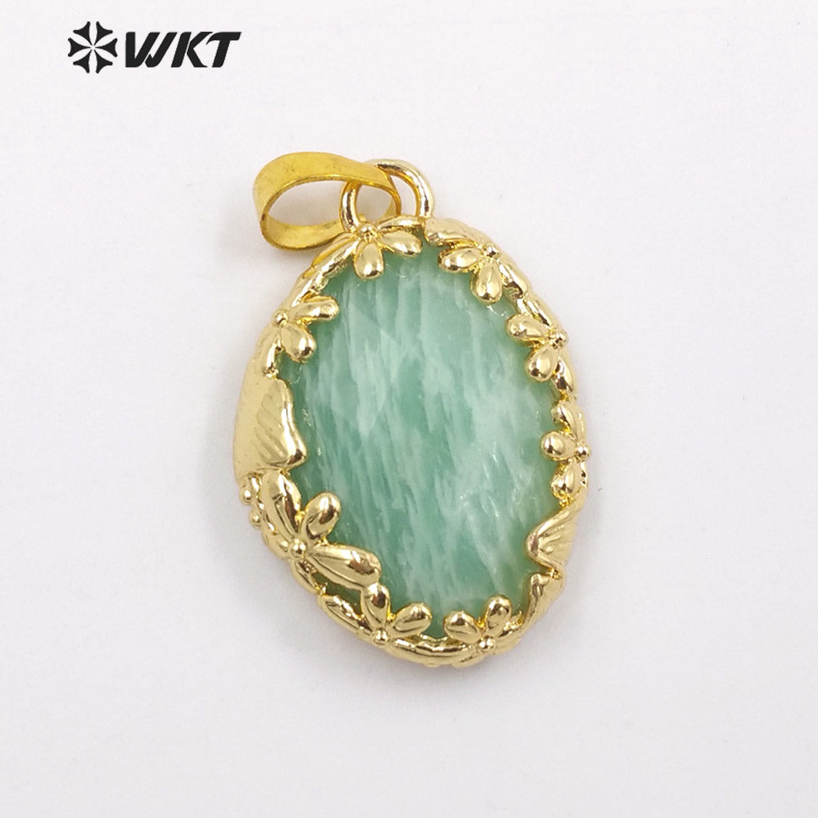 WT-P1925 Fashion Design Trendy New Precious Colorful Gemstone Oval Shaped Amazonite Amethyst Gemstone Pendants