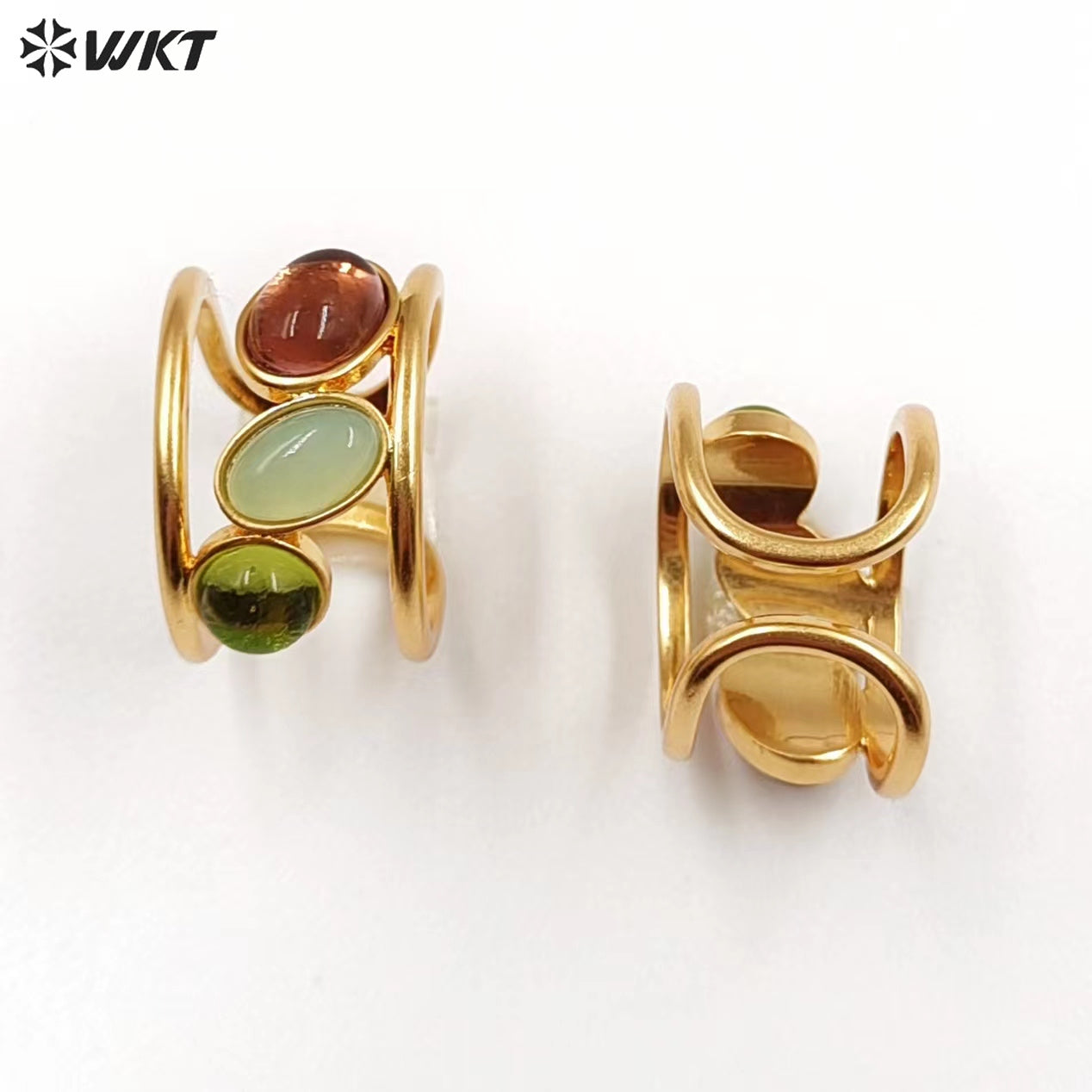 WT-R470 WKT Fashion Design Trendy Gift for Women Colorful High Quality Gorgeous Jade Stone Ring