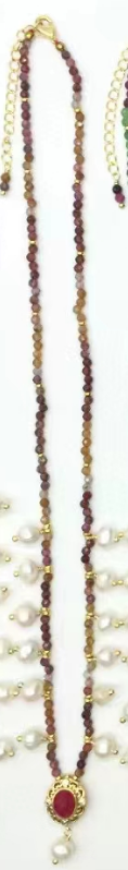 WT-N1473 WKT Elegant Handmade Natural Faceted Tiny Gemstone Beads Craft Delicate 16 Inch Long Stone Necklace
