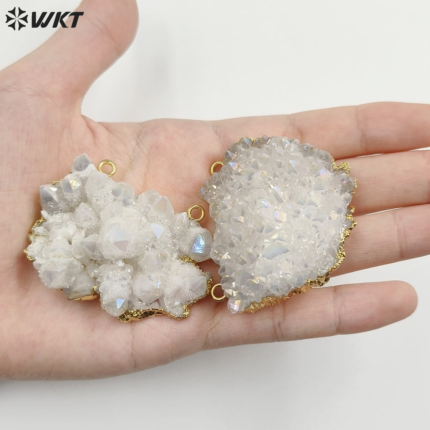 WT-P1918 Fashion Design New Precious Colorful Stone Oval Amazonite Amethyst Stone Aura Crystal Quartz Pendants