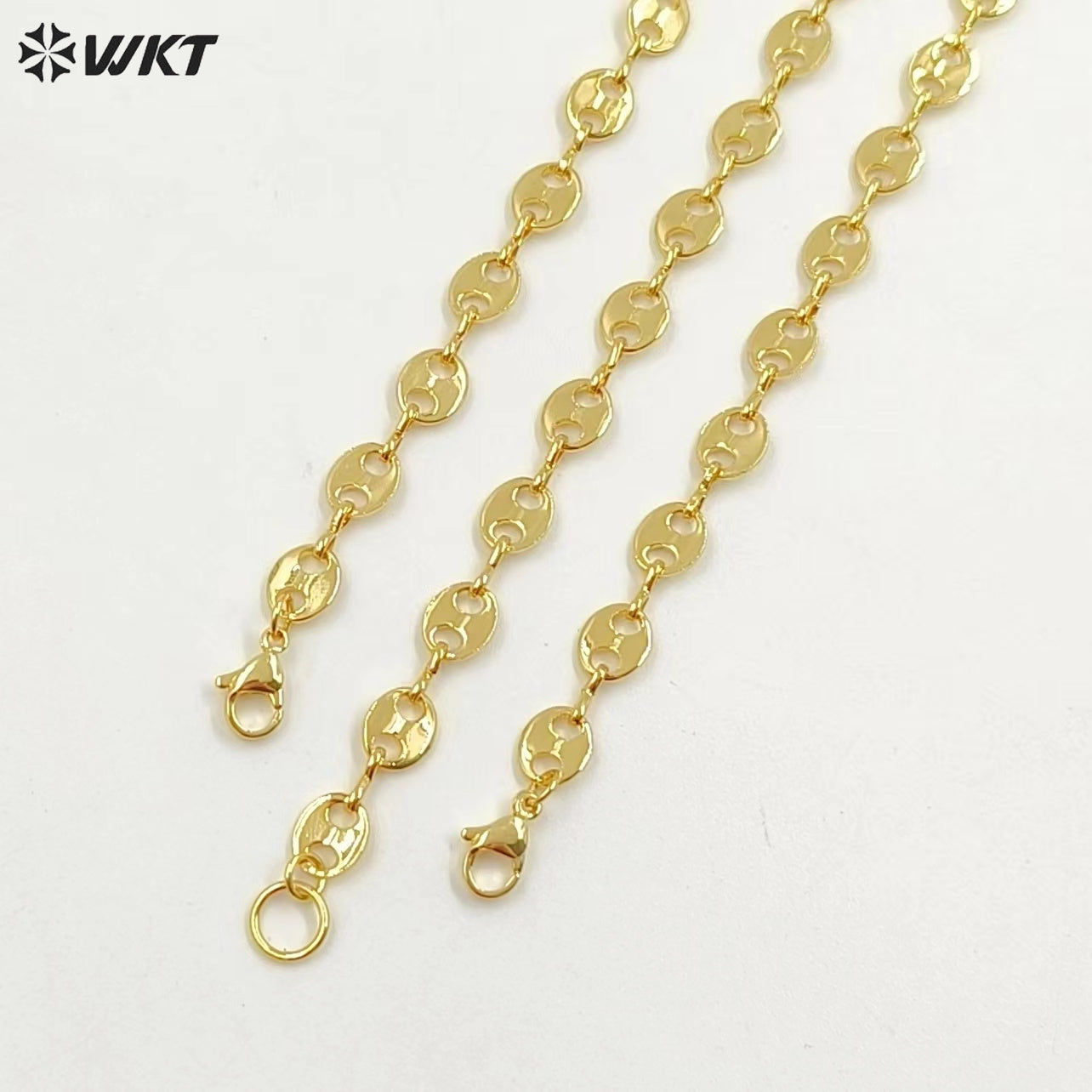 WT-B573 Wholesale New Fashion Real Gold Electroplated Coffee Bean Shape Chain Bracelet Unique Punk Style Simple Metal Bracelet