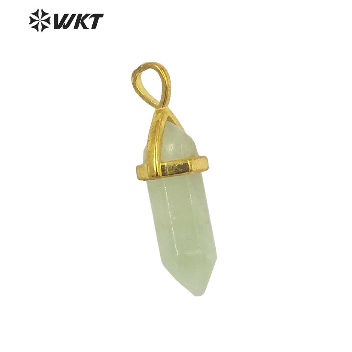WT-P1864 Trendy Hot Spirit Quartz Double Point Bullet Pendant Gold Cap Natural Gemstone Hexagon Stone Jewelry Pendant