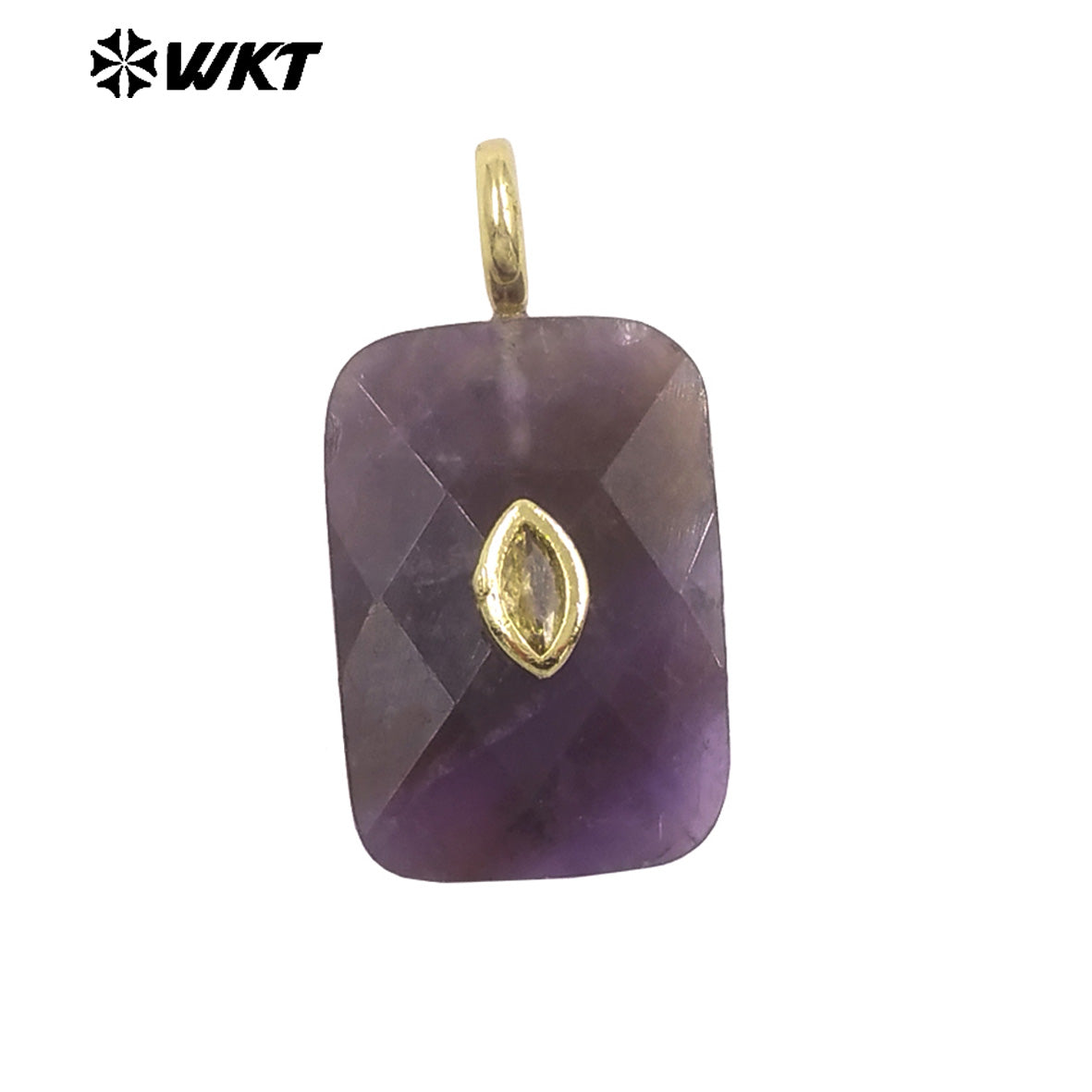 WT-P2139 Factory Wholesale Eye Shape Zircon And Natural Gemstones Square Faceted Pendants As Simple Style Jewelry Findings