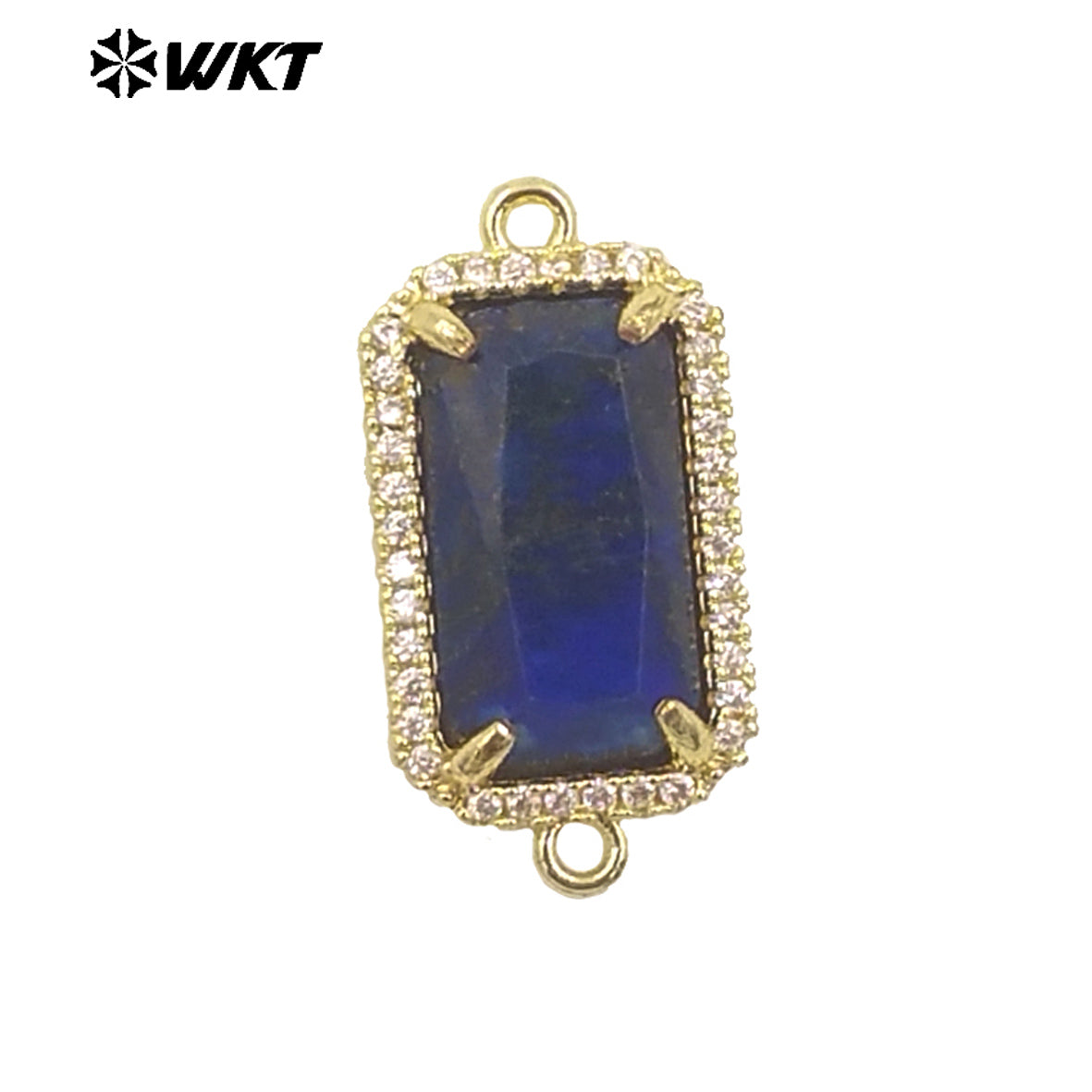 WT-C326 Wholesale Fashion Delicate Long Square Double Loops Cubic Zircon Claw Setting Natural Stone Bar Connectors