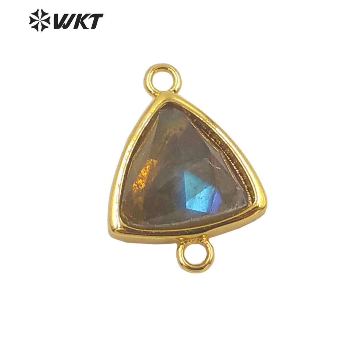 WT-C309 Wholesale Fashion Gold Bezel Stone Connectors Small Size Gemstone Triangle Jewelry Findings Connectors for Bracelets