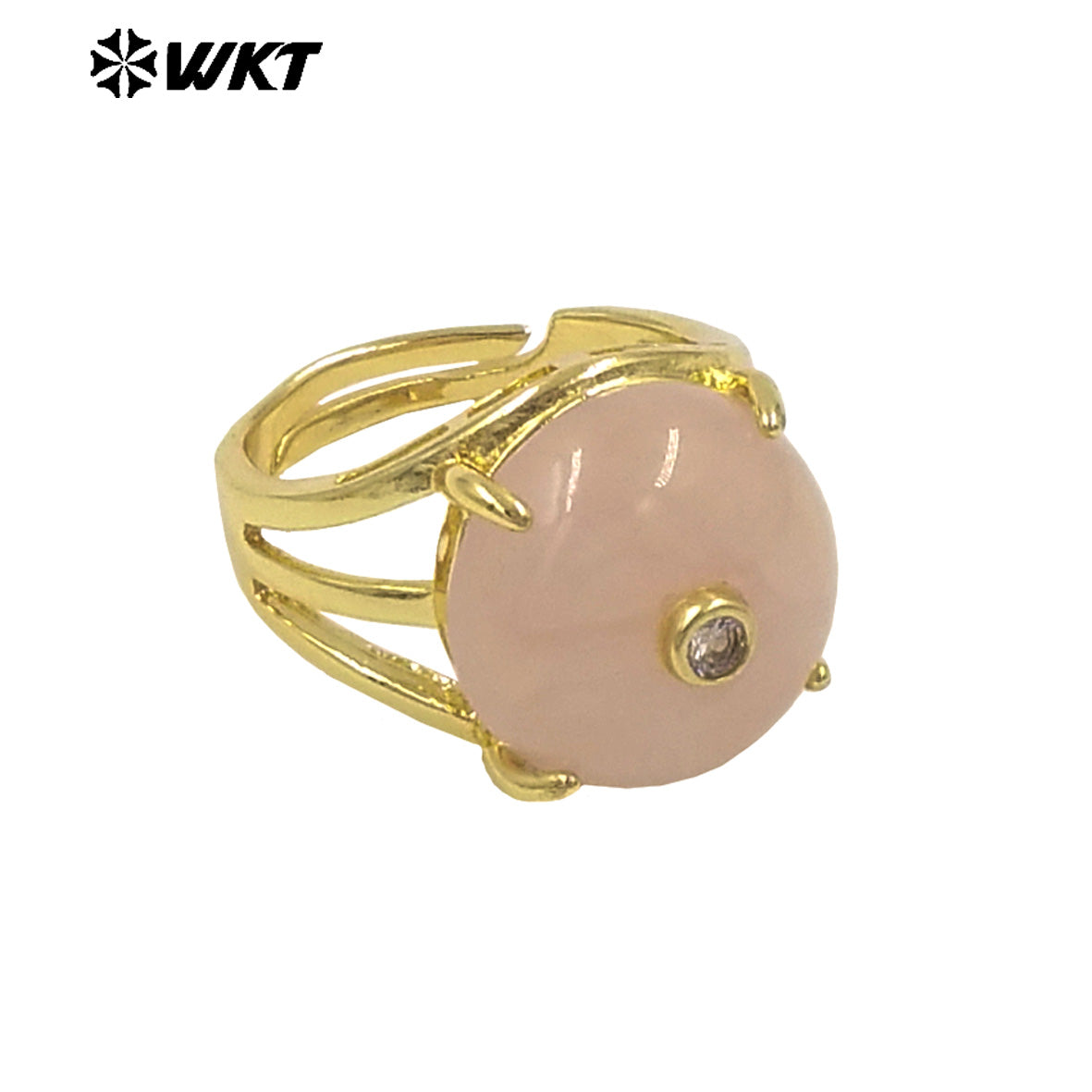 WT-R603 Newest Lovely Style Gold Plated Natural Gemstones And Zircon Round Women Rings For Party Wearing Decorative Jewelry