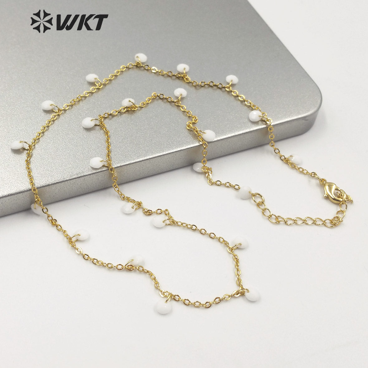 WT-N1203 Women Fashion 4mm Crystal Beads Necklace Hot Sale Jewelry New Arrival Crystal Beads Chain