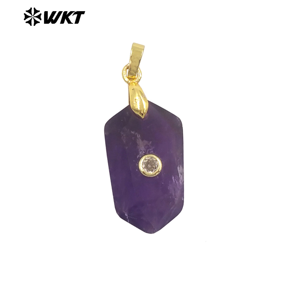 WT-P2017 Delicate Geometric Shape Multi Colors Natural Gemstones Set In Zircon Small Pendants For Trendy Jewelry Handmade