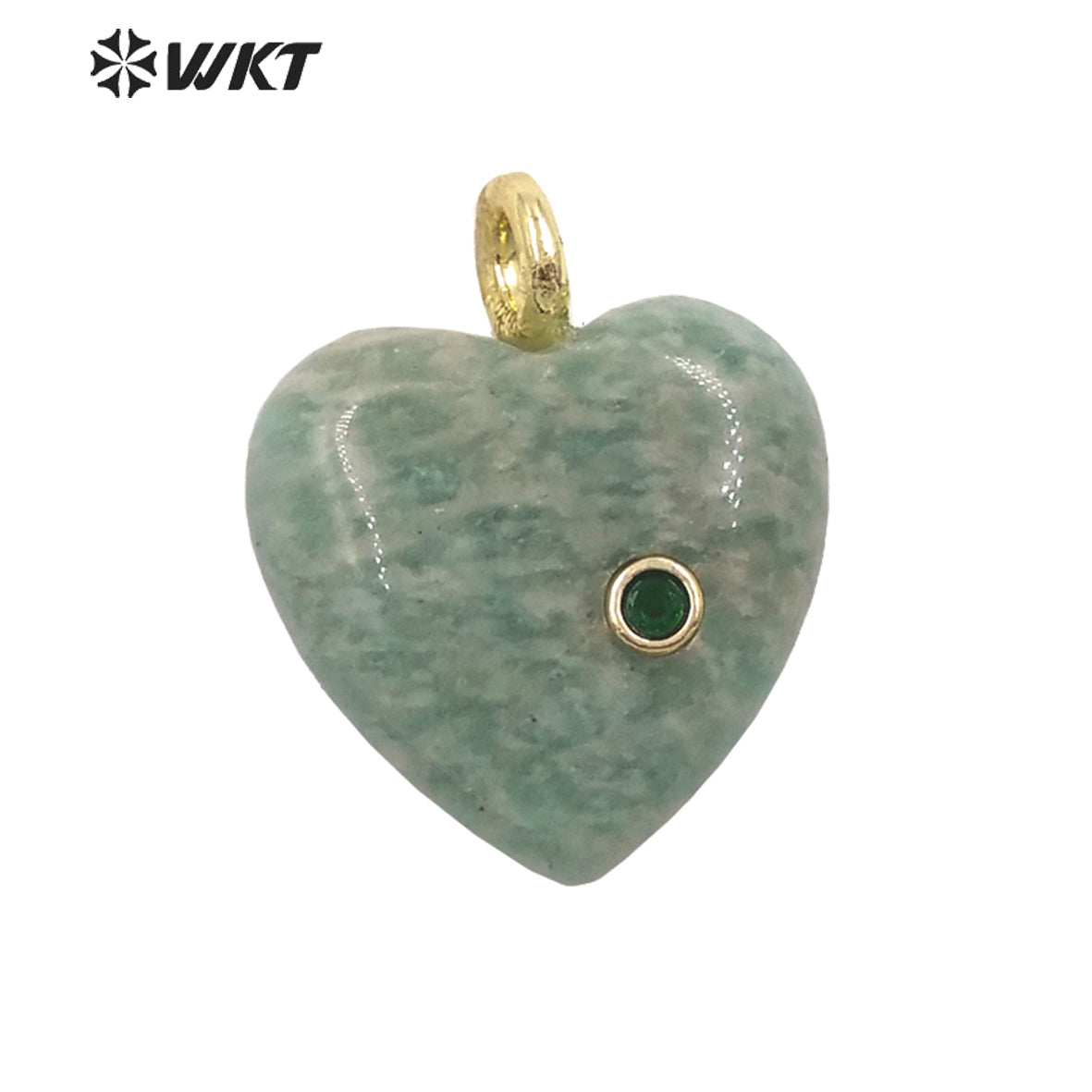 WT-P2028 Factory Wholesale Romantic Style Natural Gemstones And Zircon Heart Shape Pendants For Earrings Design Charms