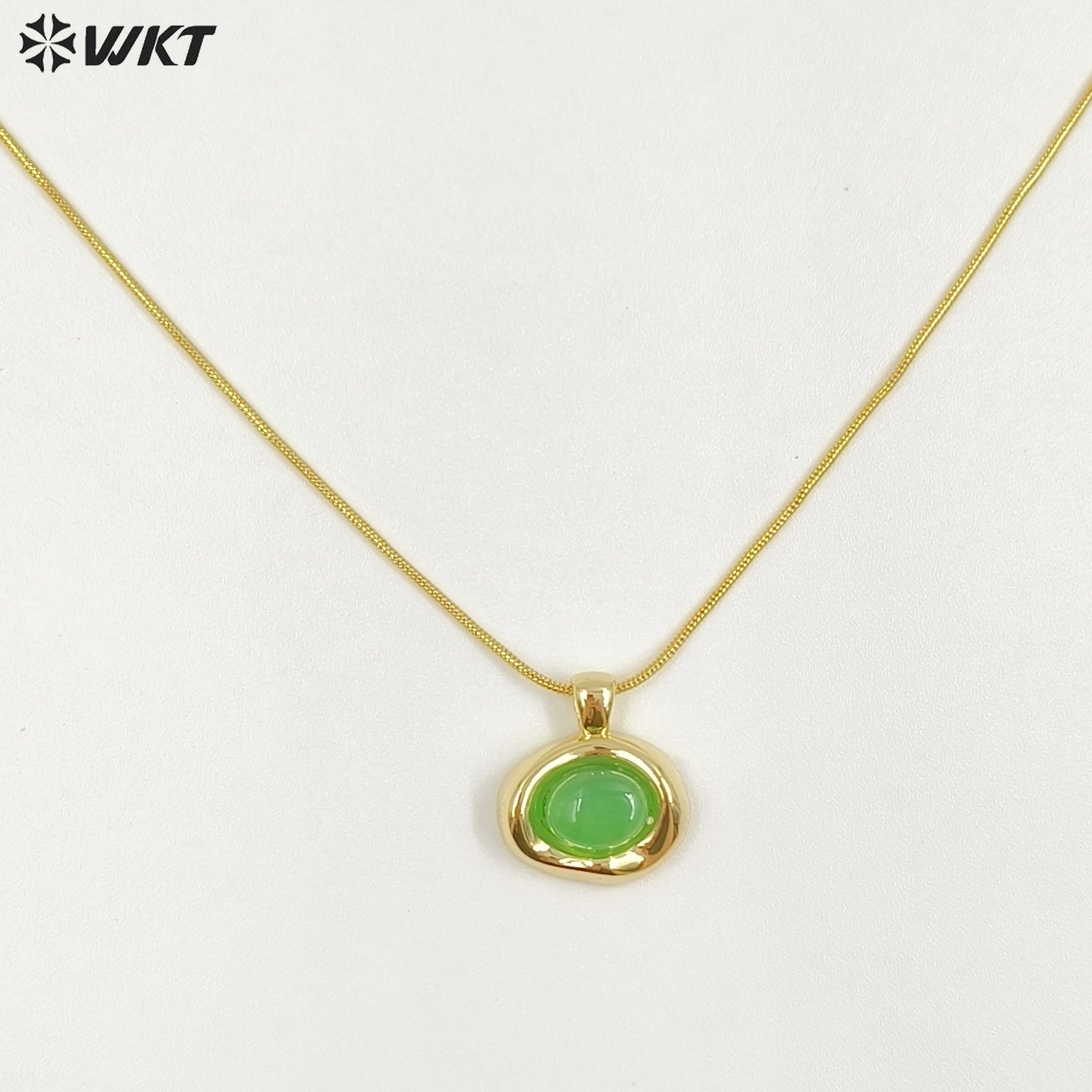 WT-N1496 The New Listing Trendy Gold Plated Fine Chain Natural Gemstone Round Pendant Necklace As Ladies Birthday Gift