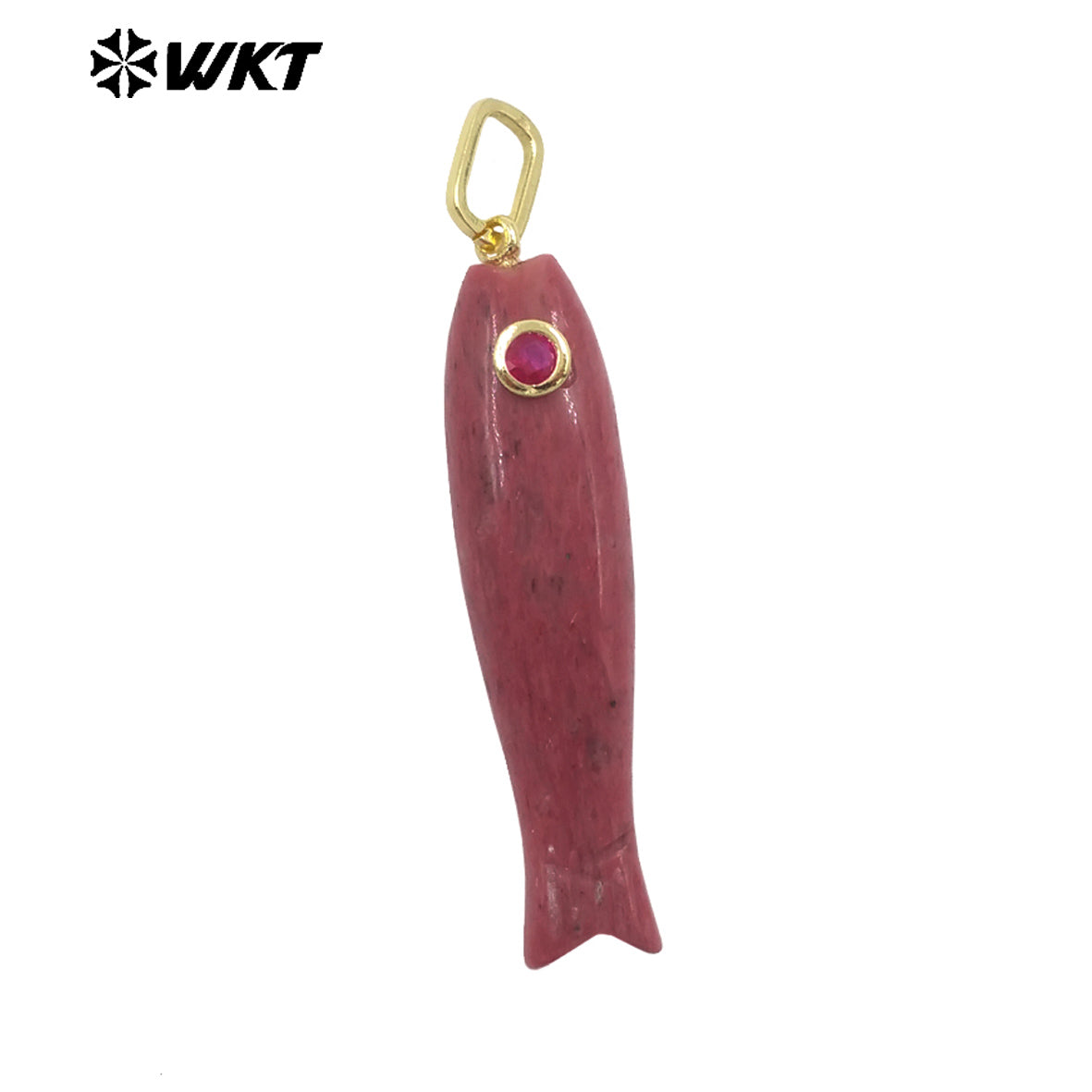 WT-P2114 Interesting Cute Style Natural Gemstones And Zircon Long Fish Shape Charms Pendants For Women Trendy Earrings DIY