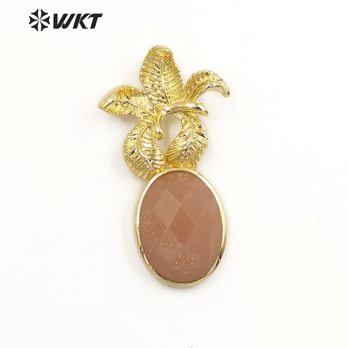 WT-P1923 Fashion Design Trendy New Precious Colorful Stone Flower Shaped Oval Amazonite Amethyst Gemstone Pendants