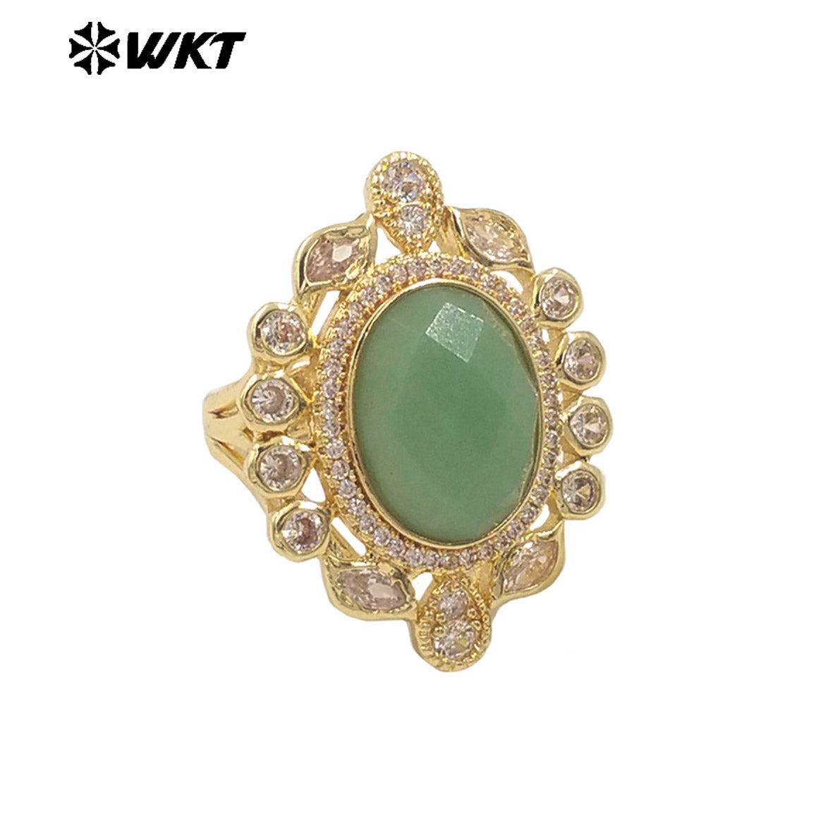 WT-MR028 Newest Summer Design Fashionable Royal Court Style Precious Women Adjustable Natural Stone Zircon Wedding Ring