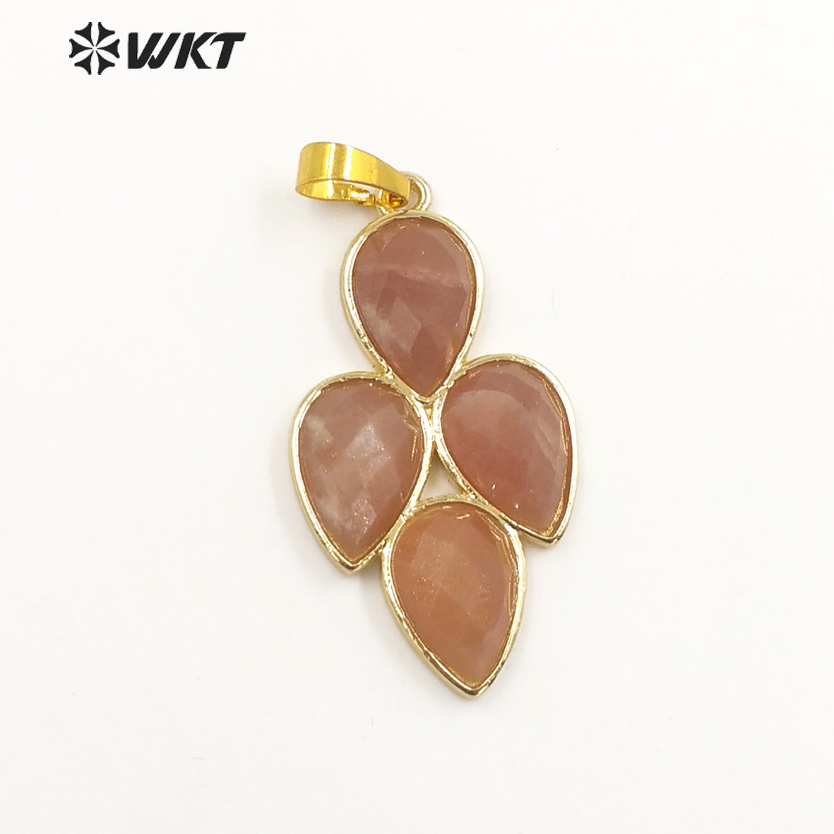 WT-P1922 Fashion Design Trendy New Precious Leaf Shaped Colorful Stone Oval Amazonite Amethyst Gemstone Pendants