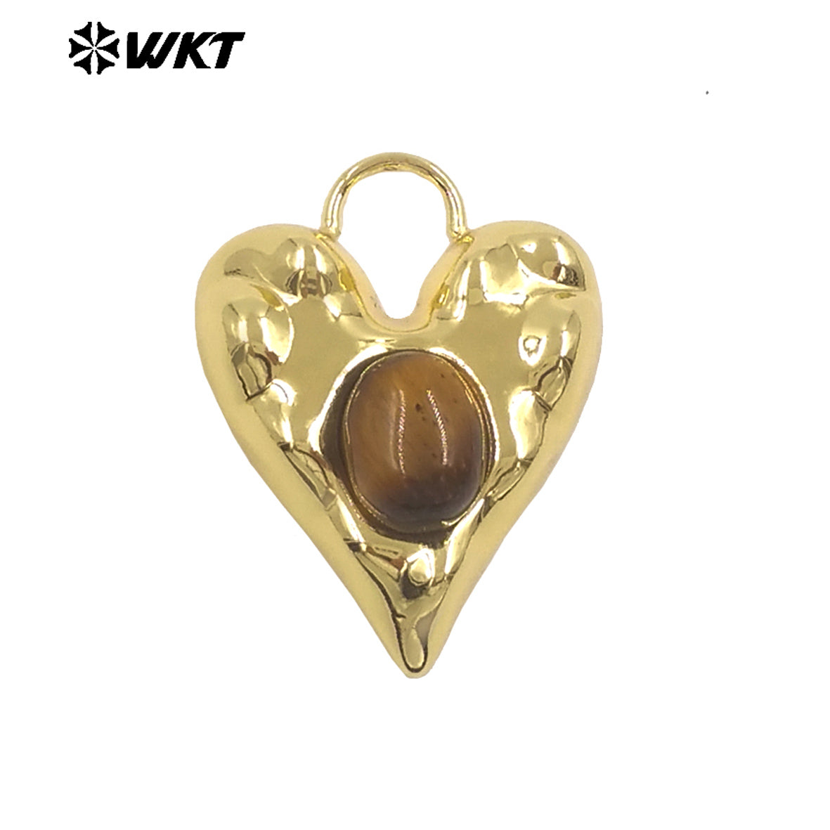 WT-P2132 Exquisite Unique 18K Gold Plated Natural Gemstones Heart Shape Little Charms Pendants For Women Jewelry Decorative