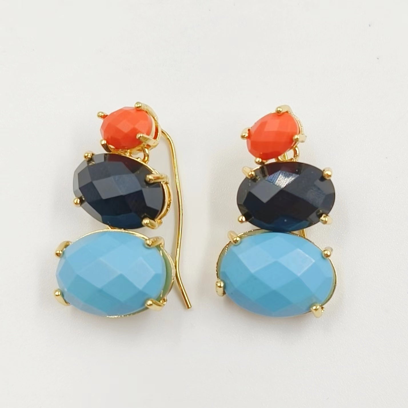 WT-E736 Amazing Colorful Elegant Natural Gemstone Long Charming in Drop Earrings Women Pendant Earrings