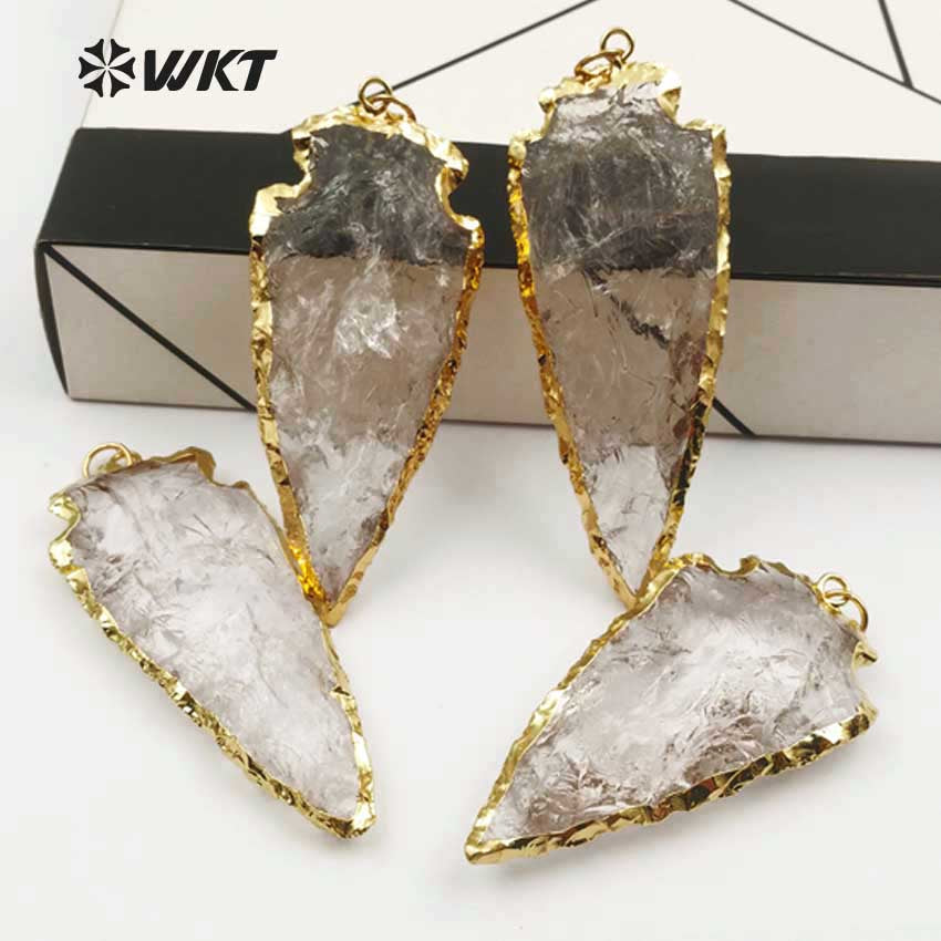 WT-P1377 Natural Crystal Stone Pendant Classic Design Style Pendant Gold Plated Pendant the Leaf Type