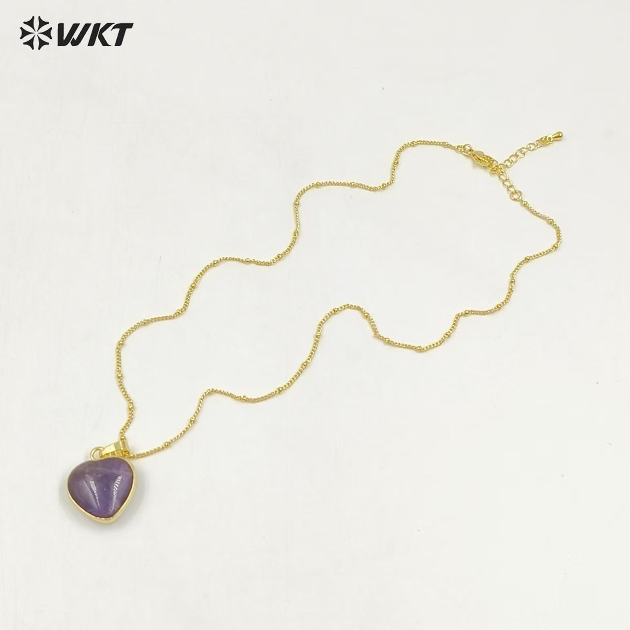 WT-N1485 Fashion Popular 18K Real Gold Plated Lovely Small Gemstone Birthday Stone Heart Charms Necklace