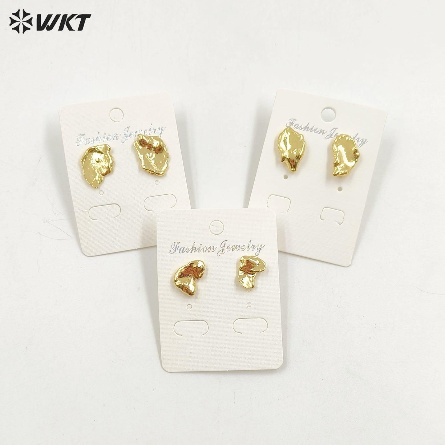 WT-MPE104 Latest Style Irregular Pearl Natural 18k Gold Plated Gift Weeding 10mm Romantic Pendant Earrings