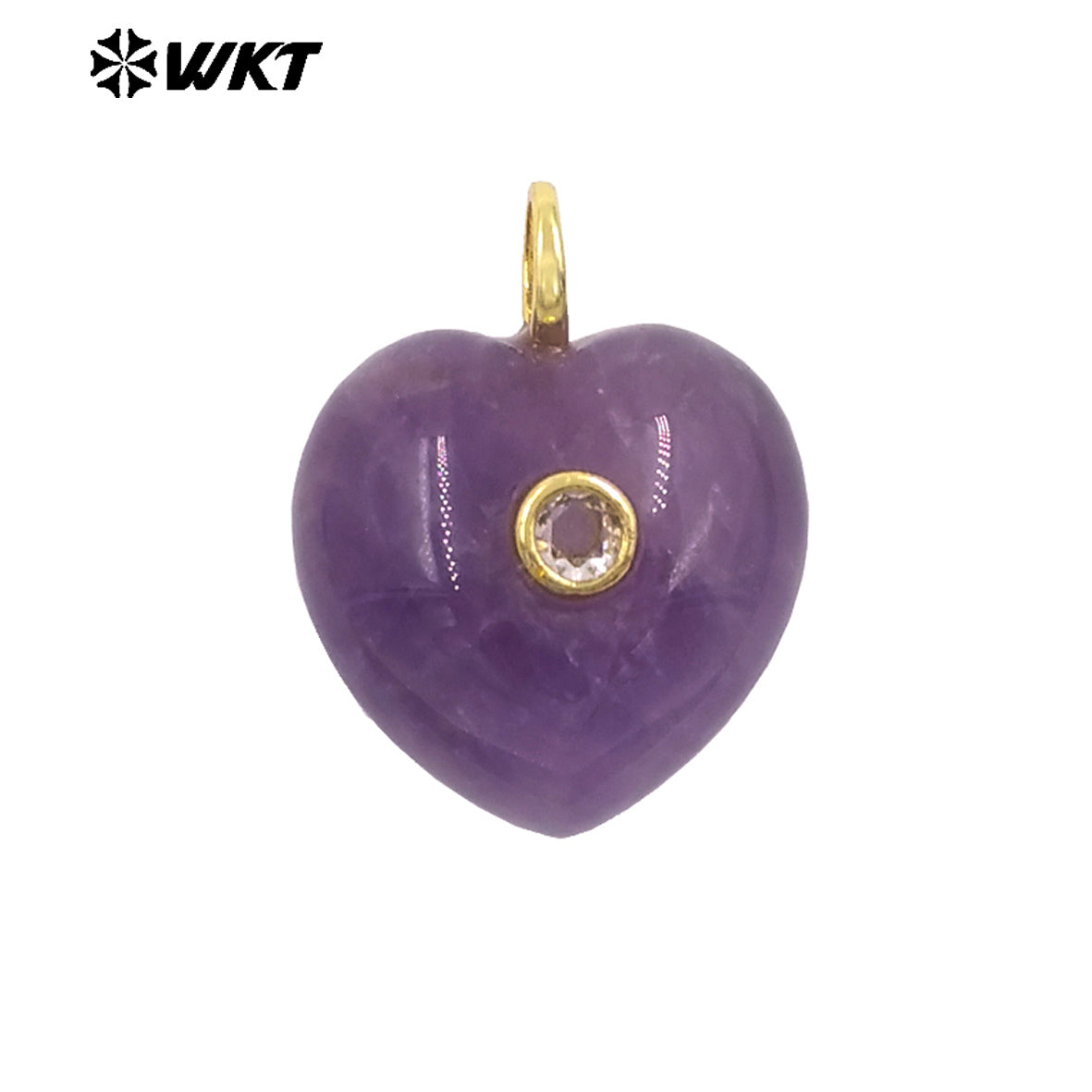 WT-P2111 Delicate Romantic Zircon And Natural Gemstones Smooth Heart Shape Little Pendants For Female Necklaces Making
