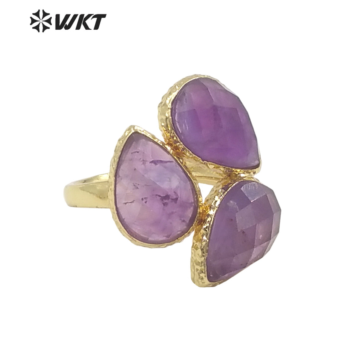 WT-R492 WKT Fashion Design Drop Shaped Gift for Women Colorful High Quality Gorgeous Natural Gemstone Stone Ring
