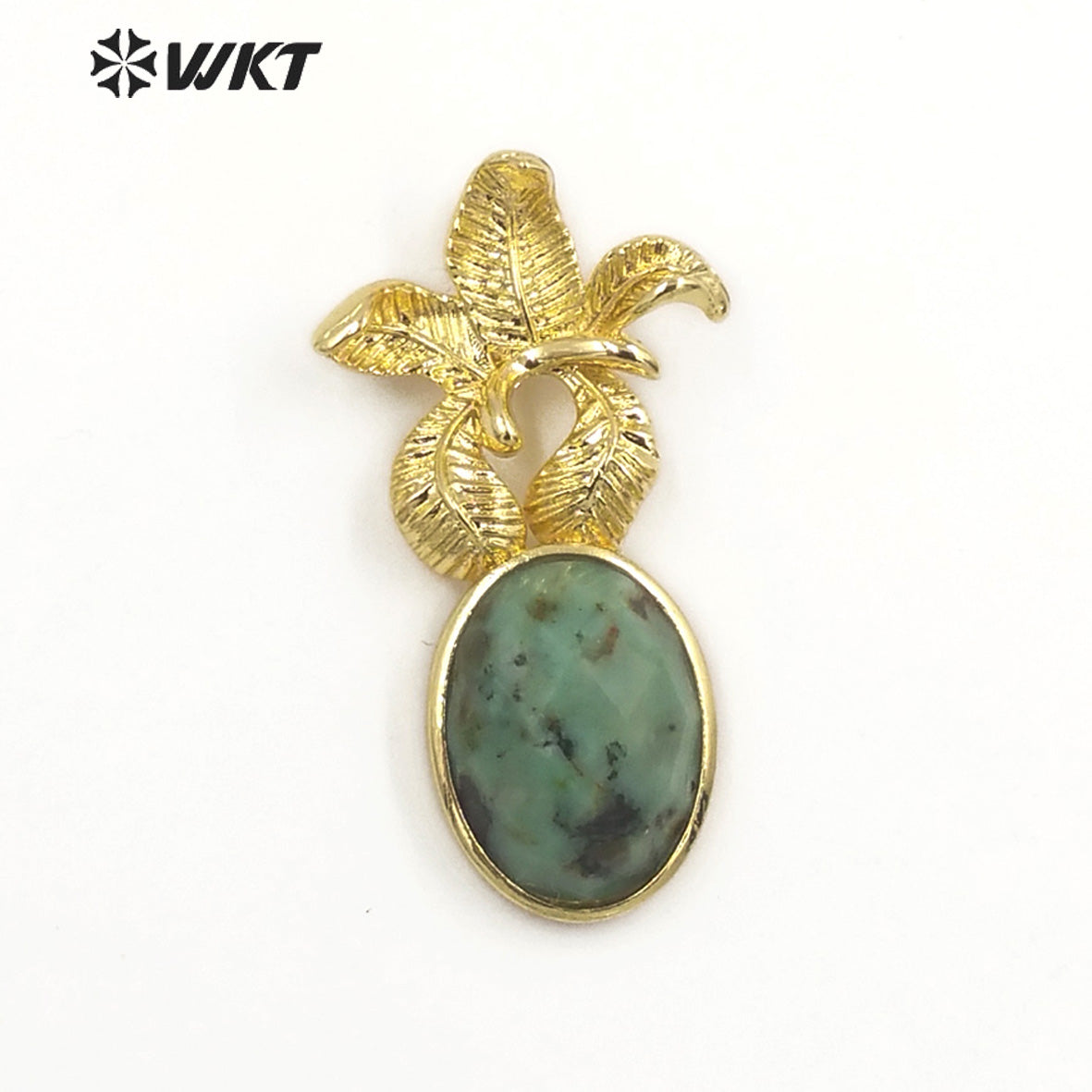 WT-P1923 Fashion Design Trendy New Precious Colorful Stone Flower Shaped Oval Amazonite Amethyst Gemstone Pendants
