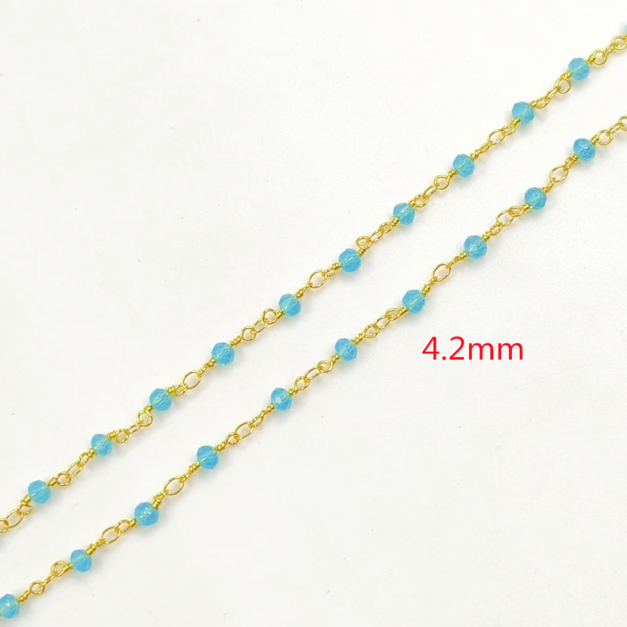 WT-BFN042 Wholesale 3mm Faceted Natural Gemstone Beads Necklace 16inch Long Resist Tarnishable Chain Necklace in 18k Gold Plated
