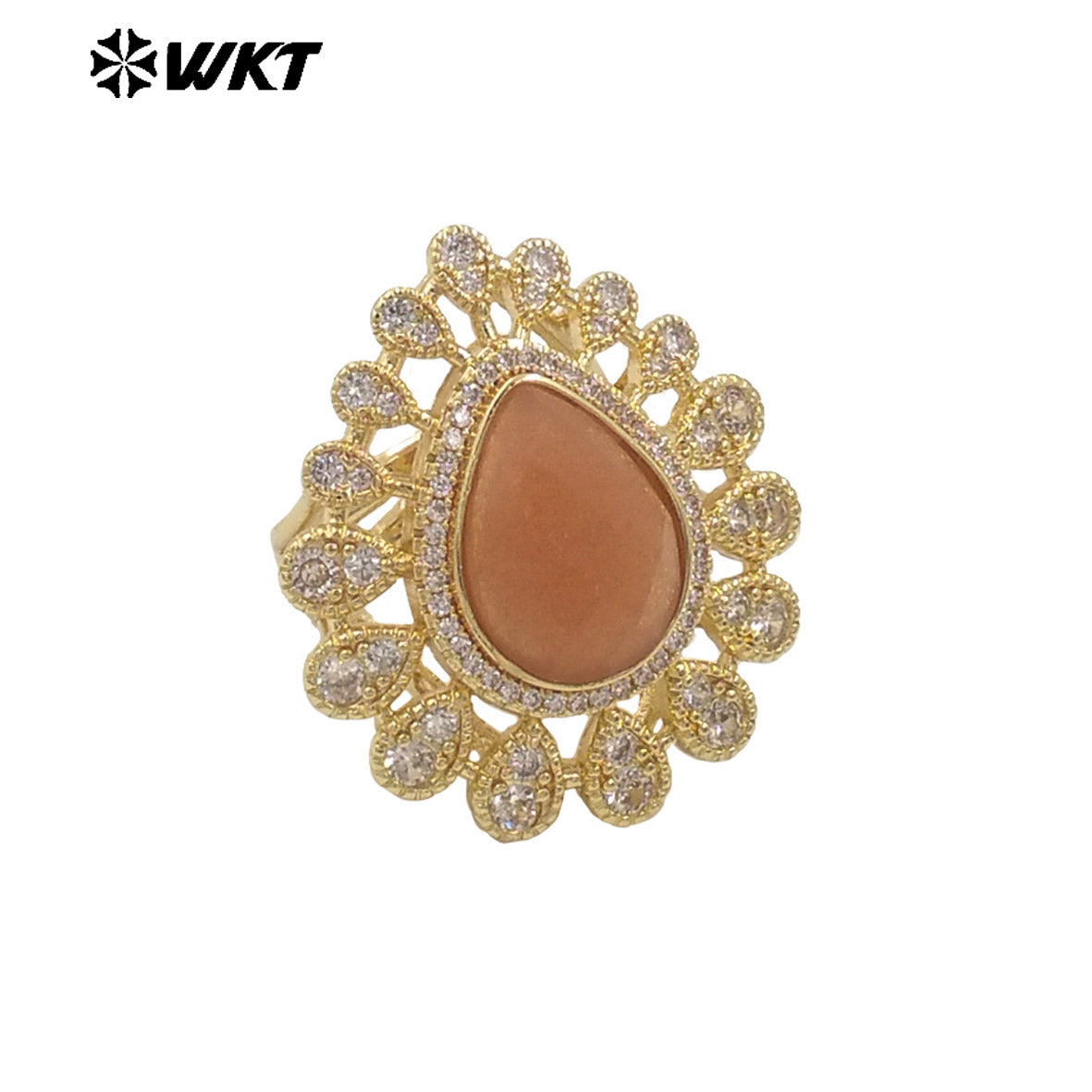 WT-MR029 Wholesale Amazing New European Delicate Micro Pave Cubic Zircon Setting Drop Stone Gold Plated Women Ring