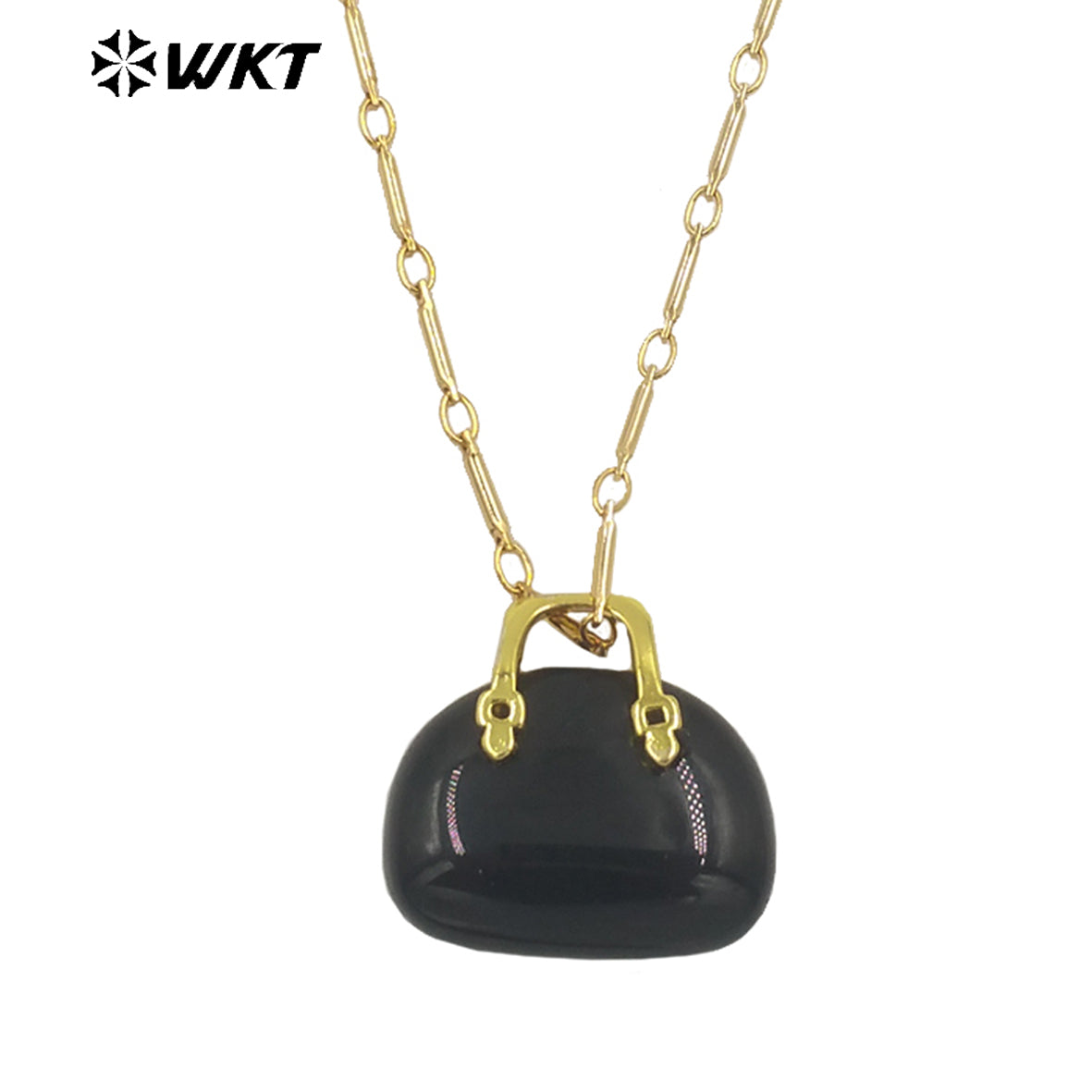 WT-N1362 Cute Handbag Shape Crystal Clear Natural Colored Gemstone Necklace Ladies Jewelry Necklace Gemstone Necklace