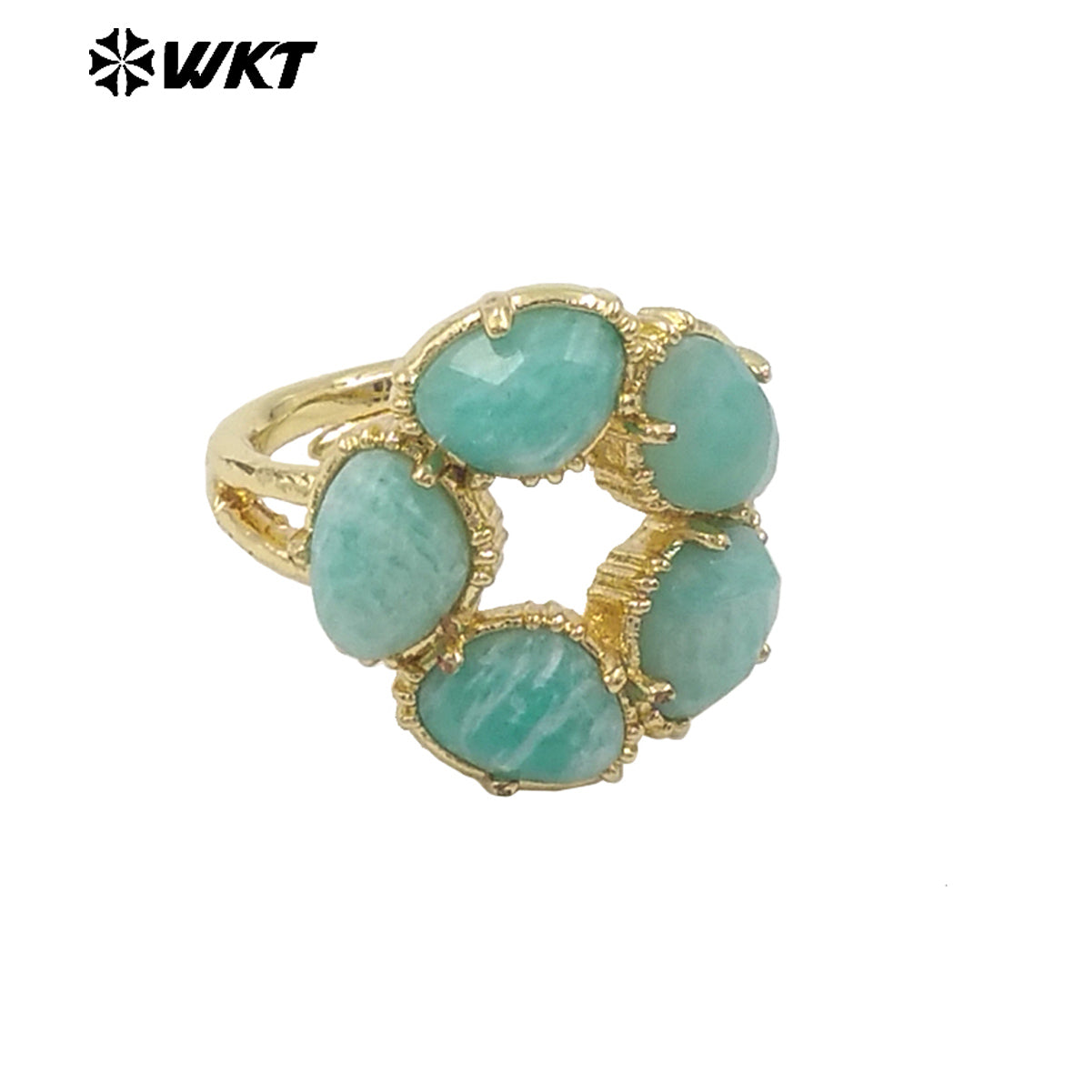 WT-R528 Wholesale New Colorful Gemstone Made Assemble Flower Stone Women Ring With Claw Setting for Anniversary