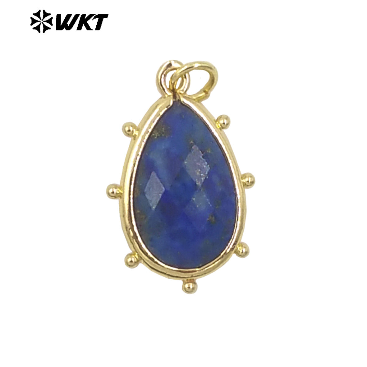 WT-P1974 Wholesale Fashion Tiny Gold Plated Teardrop Natural Faceted Precious Gemstone Lapis Attractive Eye Charms