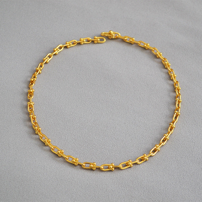 WT-N1228 Supper Hot Wholesale U Chain Top Quality Jewelry Brass With Full Gold Eletroplated U Chain Women Necklace Chain