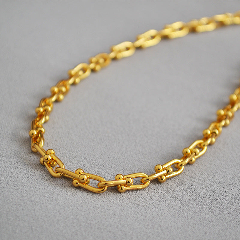WT-N1228 Supper Hot Wholesale U Chain Top Quality Jewelry Brass With Full Gold Eletroplated U Chain Women Necklace Chain