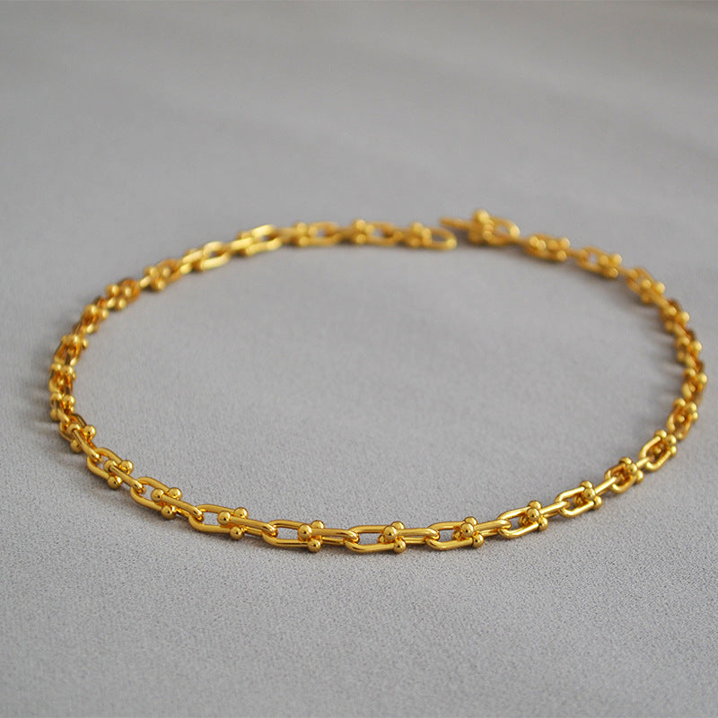 WT-N1228 Supper Hot Wholesale U Chain Top Quality Jewelry Brass With Full Gold Eletroplated U Chain Women Necklace Chain