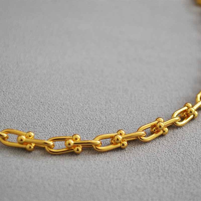 WT-N1228 Supper Hot Wholesale U Chain Top Quality Jewelry Brass With Full Gold Eletroplated U Chain Women Necklace Chain