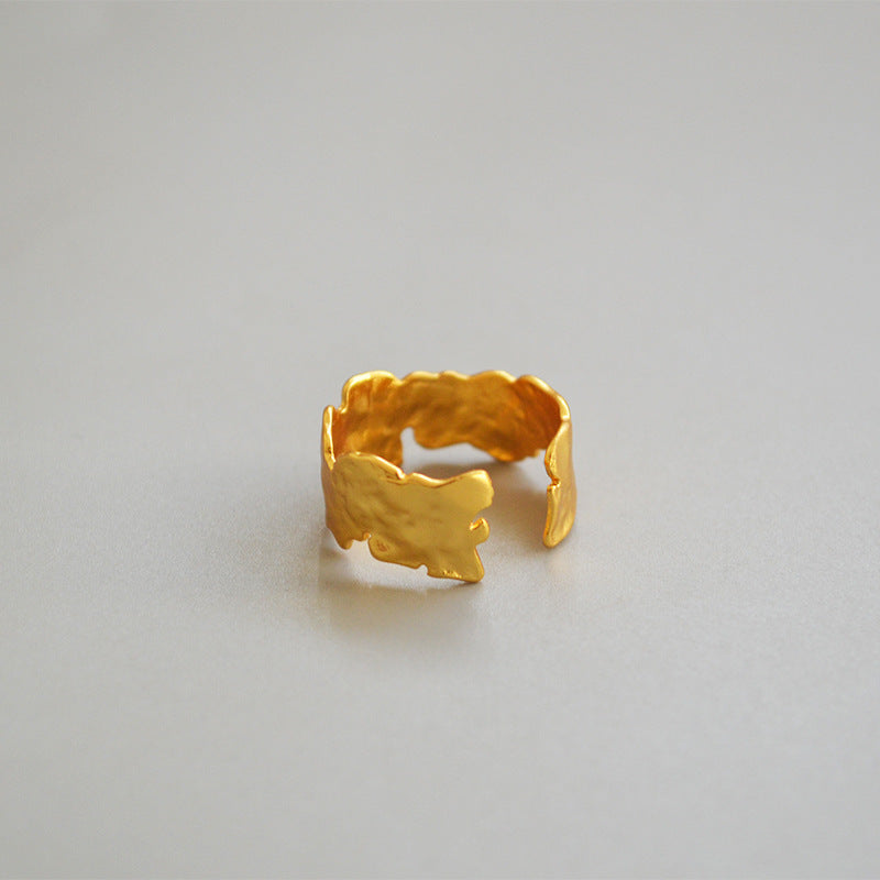 WT-R361 WKT Simple Irregular lava Series 18k Soft Gold Plated Band Ring Women Fashion Yellow Brass Cocktail Lava Ring
