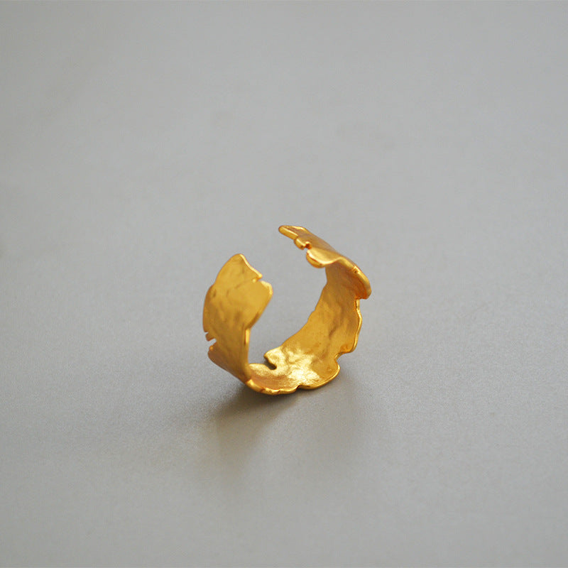 WT-R361 WKT Simple Irregular lava Series 18k Soft Gold Plated Band Ring Women Fashion Yellow Brass Cocktail Lava Ring