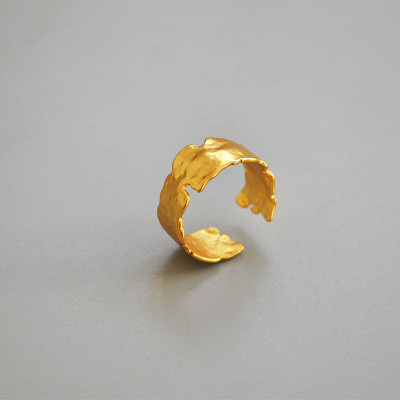 WT-R361 WKT Simple Irregular lava Series 18k Soft Gold Plated Band Ring Women Fashion Yellow Brass Cocktail Lava Ring