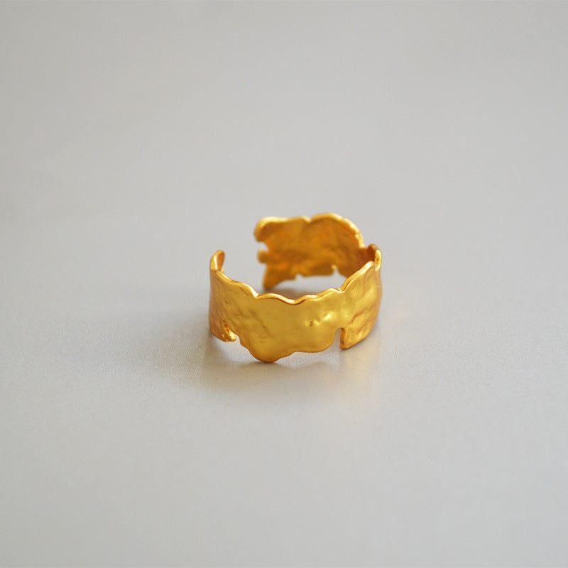 WT-R361 WKT Simple Irregular lava Series 18k Soft Gold Plated Band Ring Women Fashion Yellow Brass Cocktail Lava Ring