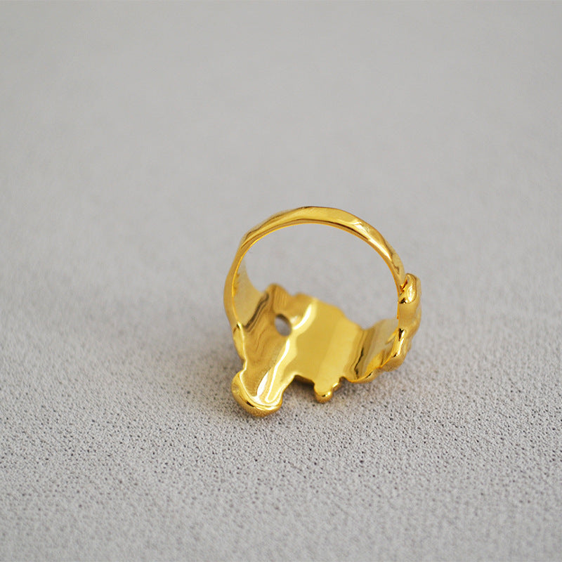 WT-R359 European Style Vintage Irregular Women Rings Exclusive Design Convex Texture Adjustable Finger Rings Female Gift lava