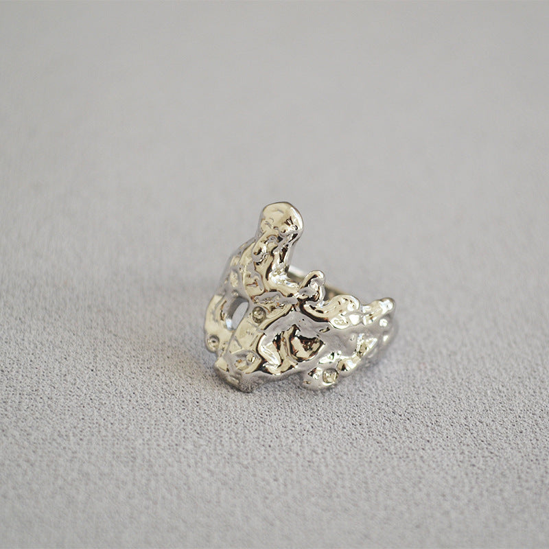 WT-R359 European Style Vintage Irregular Women Rings Exclusive Design Convex Texture Adjustable Finger Rings Female Gift lava