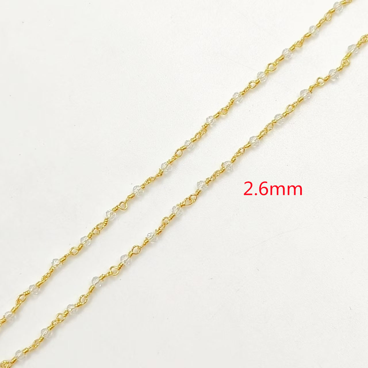 WT-BFN042 Wholesale 3mm Faceted Natural Gemstone Beads Necklace 16inch Long Resist Tarnishable Chain Necklace in 18k Gold Plated